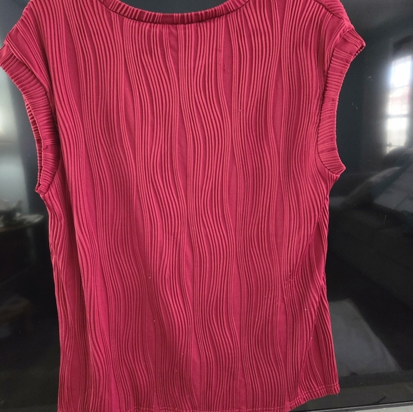 Textured Ribbed Sleeveless Top BrickRed Size Large - Picture 4 of 6
